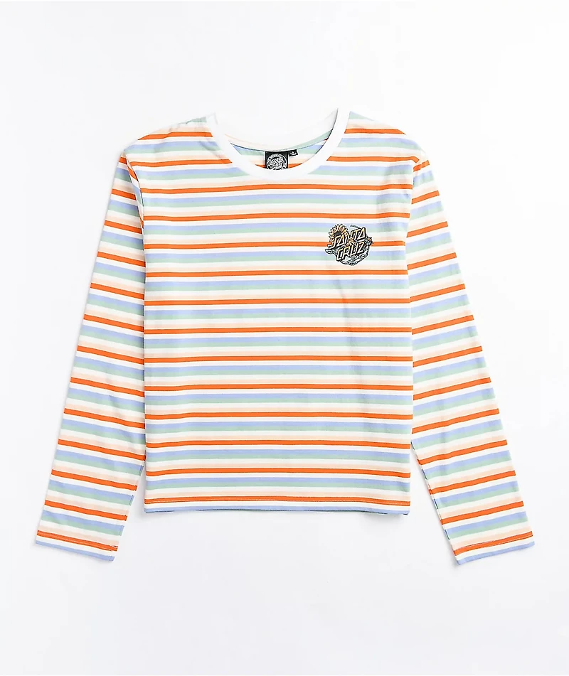 Santa Cruz Sunflower Dot Orange & White Stripe Long Sleeve T-Shirt