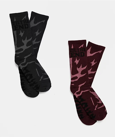 Santa Cruz Til The End Messenger Grey & Brown 2 Pack Crew Socks