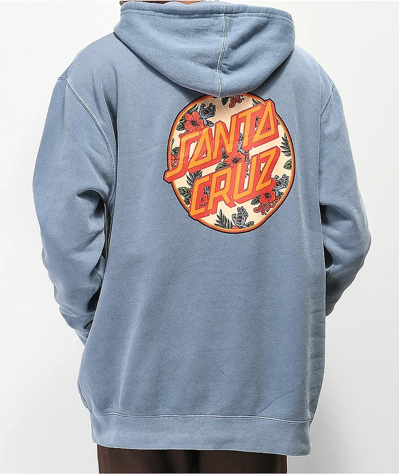 Santa Cruz Vacation Dot Blue Pigment Dyed Hoodie