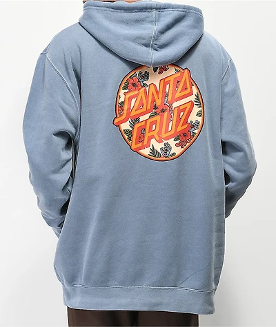 Santa Cruz Vacation Dot Blue Pigment Dyed Hoodie