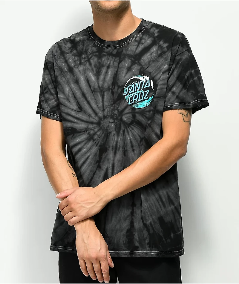 Santa Cruz Wave Dot Black Spider Tie Dye T-Shirt