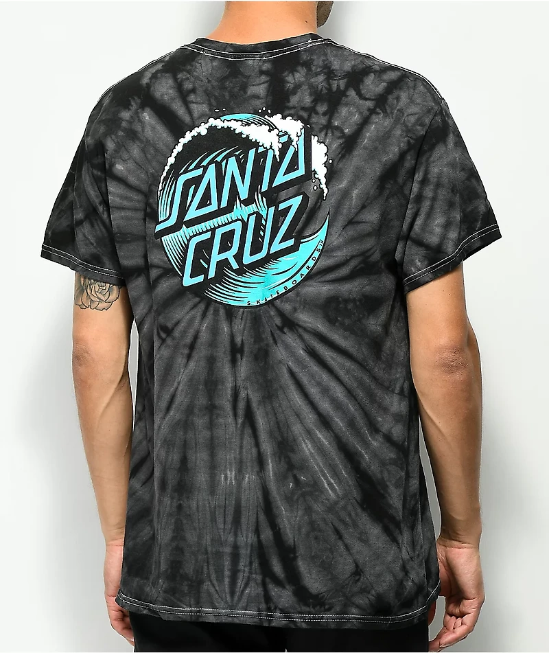 Santa Cruz Wave Dot Black Spider Tie Dye T-Shirt