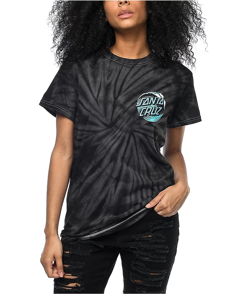 Santa Cruz Wave Dot Black Tie Dye T-Shirt