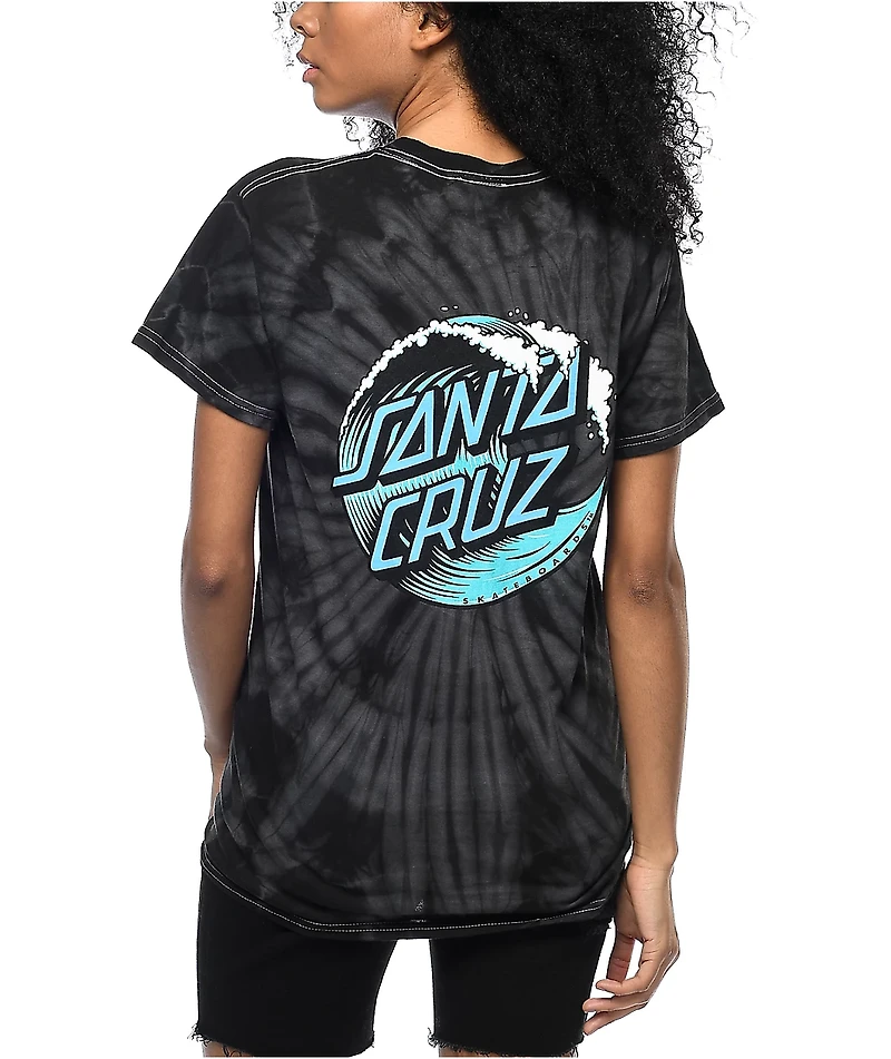 Santa Cruz Wave Dot Black Tie Dye T-Shirt