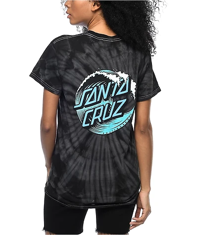 Santa Cruz Wave Dot Black Tie Dye T-Shirt