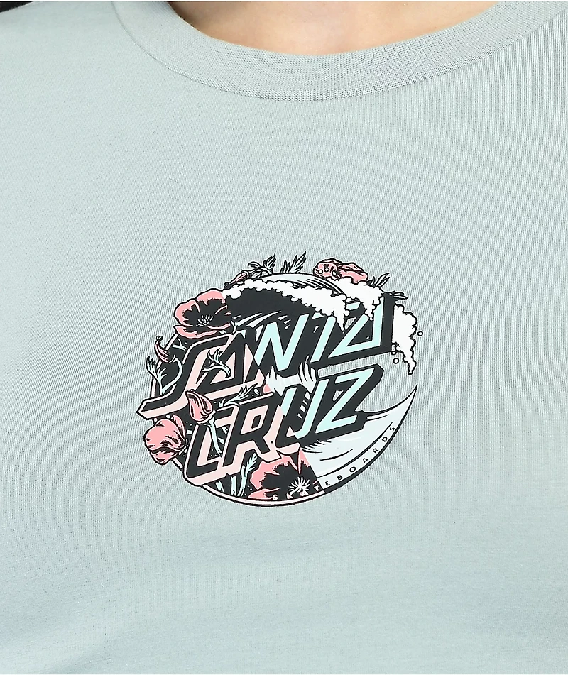 Santa Cruz Wave Poppy Slice Light Blue Crop T-Shirt