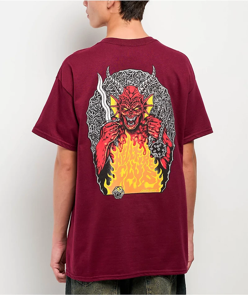 Santa Cruz x Stranger Things Hellfire Pit Maroon T-Shirt