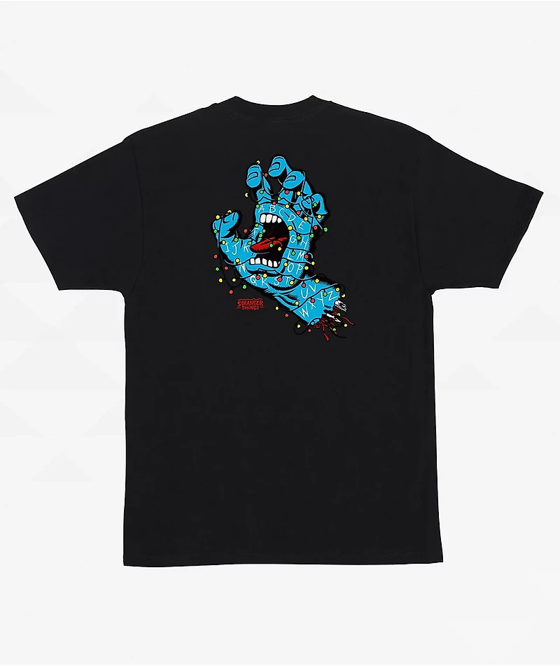 Santa Cruz x Stranger Things Screaming Lights Black T-Shirt
