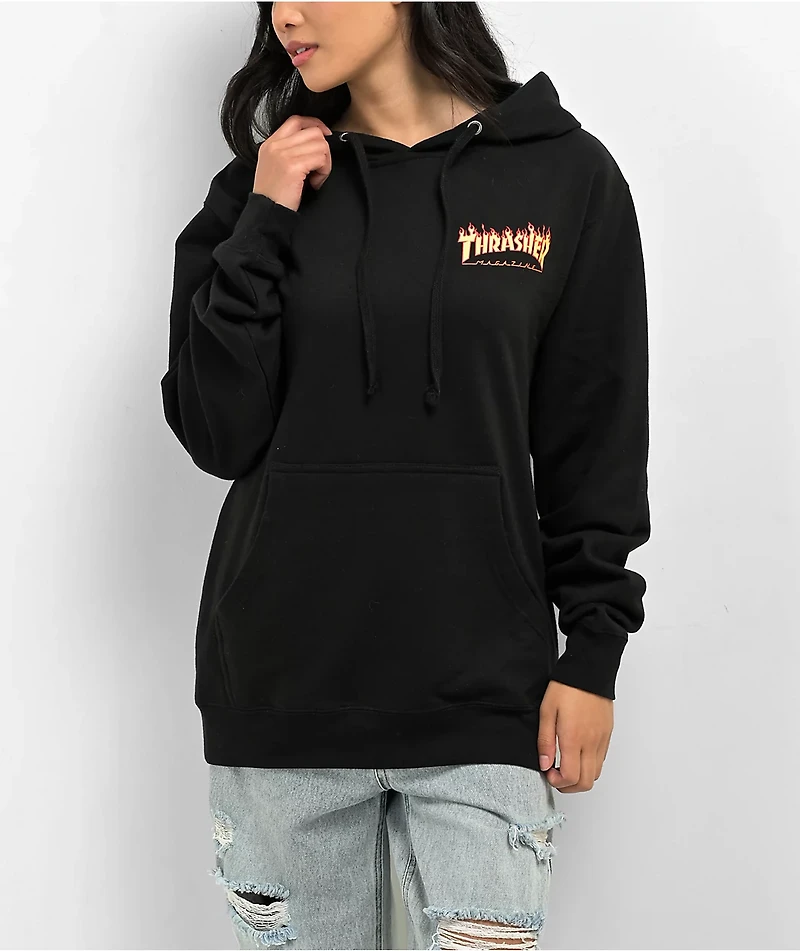 Santa Cruz x Thrasher Flame Dot Black Hoodie