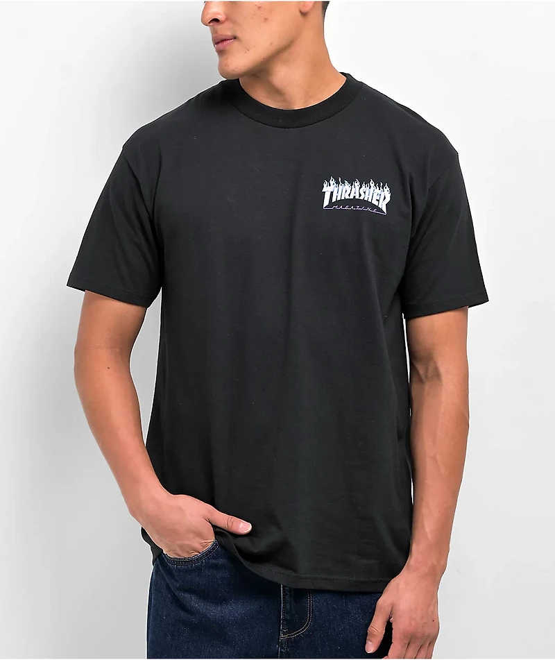 Santa Cruz x Thrasher Flame Dot Black T-Shirt