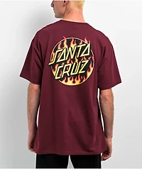 Santa Cruz x Thrasher Flame Dot Burgundy T-Shirt