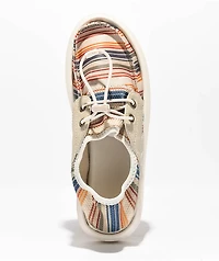 Sanuk Boaties ST Print Beige & Khaki Coastal Stripe Boat Shoes