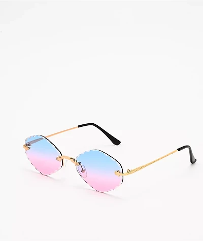 Scalloped Blue & Purple Ombre Sunglasses