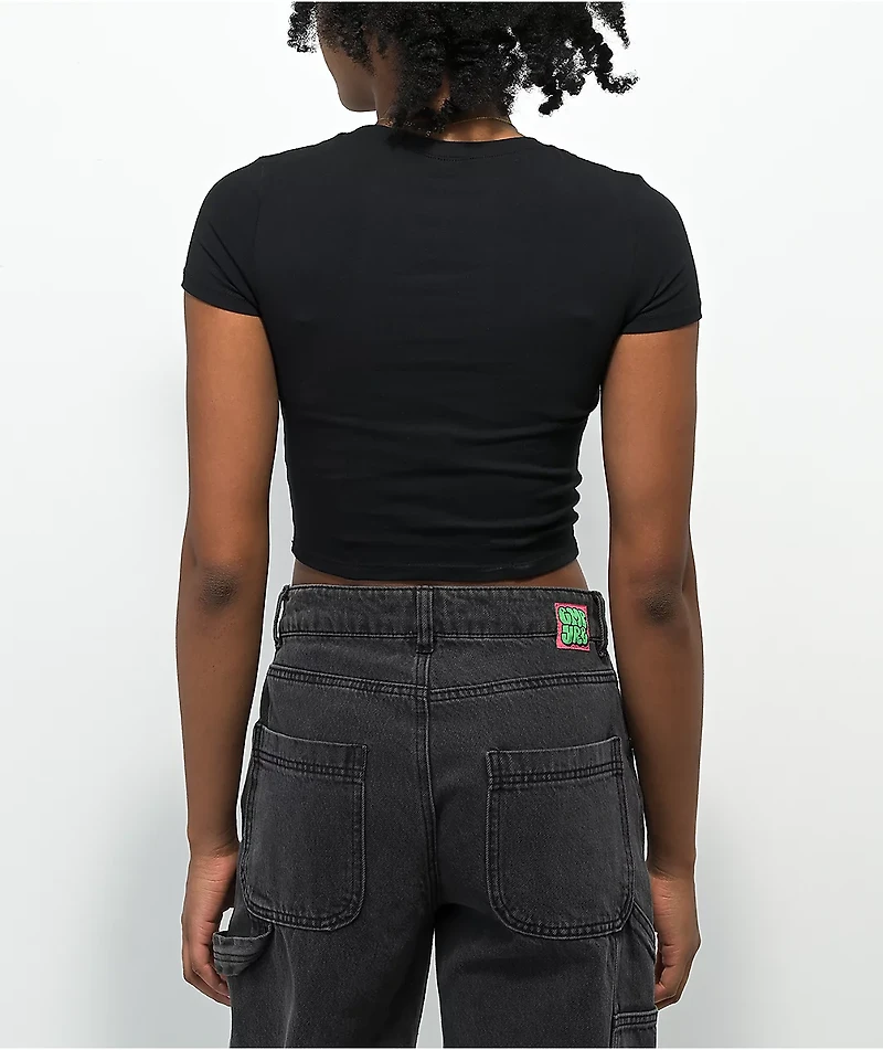 Schaf Don't Waste Time Black Crop T-Shirt