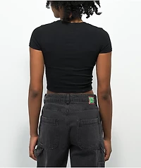Schaf Don't Waste Time Black Crop T-Shirt