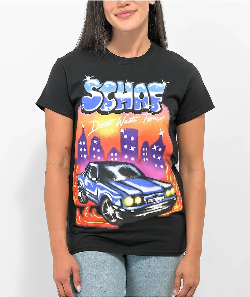 Schaf Don't Waste Time Black T-Shirt