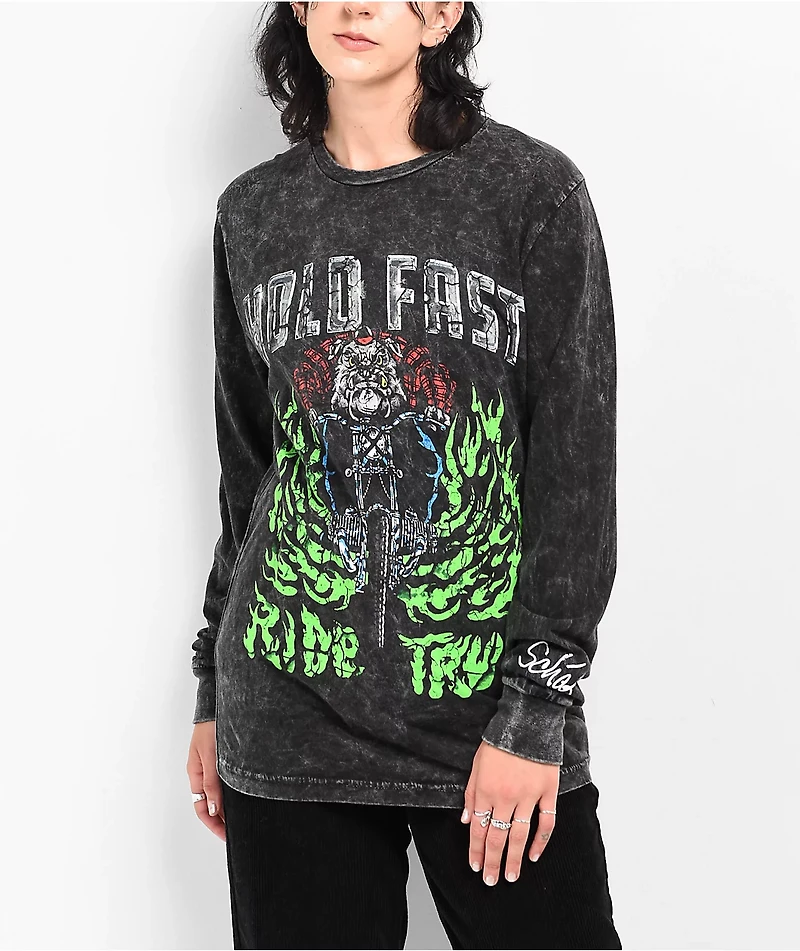 Schaf Hold Fast Black Wash Long Sleeve T-Shirt