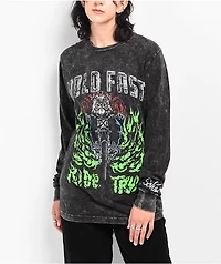 Schaf Hold Fast Black Wash Long Sleeve T-Shirt