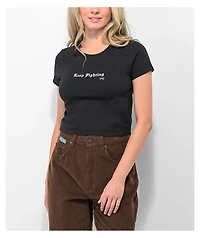 Schaf Keep Fighting Black Crop T-Shirt