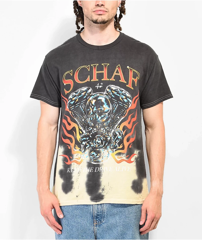 Schaf V Twin Black & Yellow Tie Dye T-Shirt