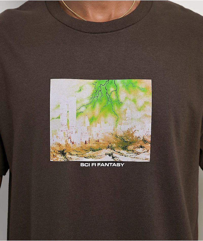 Sci-Fi Fantasy Apocalypse Dark Brown T-Shirt