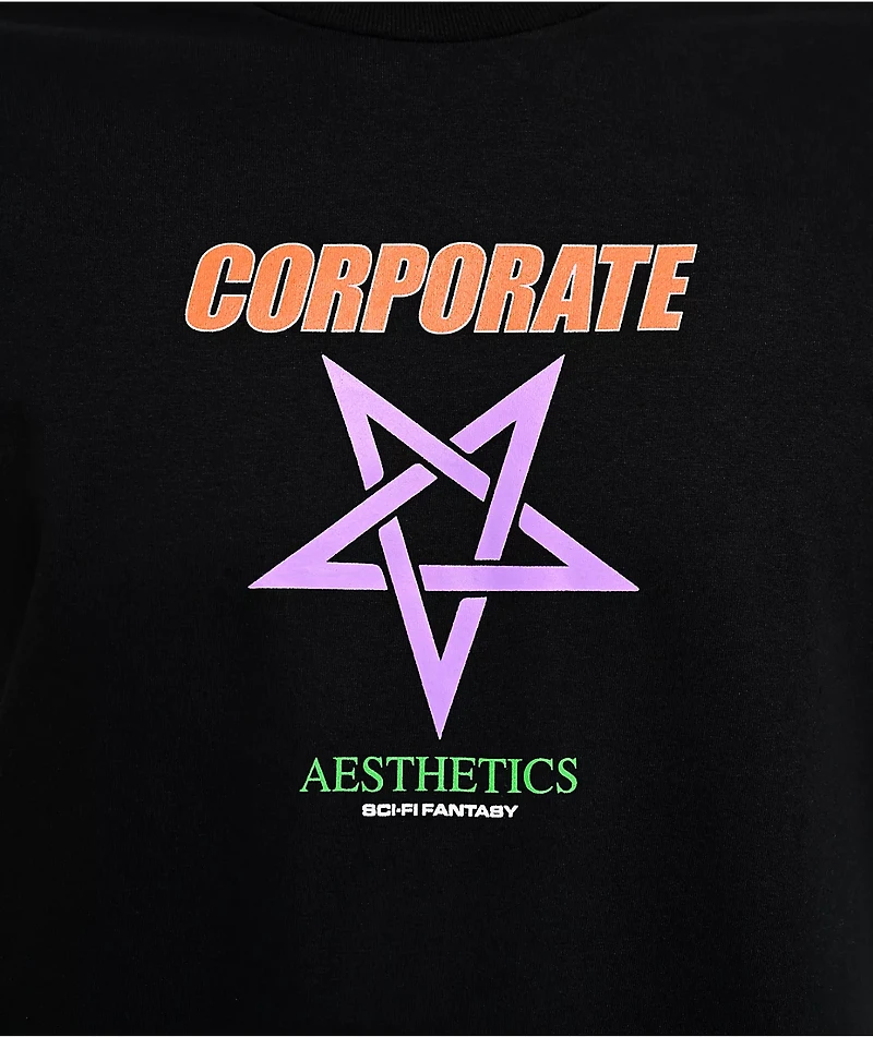 Sci-Fi Fantasy Corporate Aesthetics Black T-Shirt
