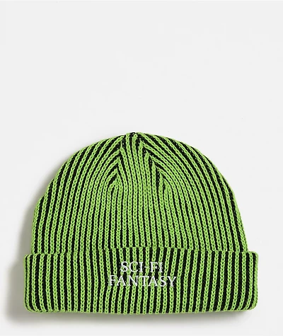 Sci-Fi Fantasy Logo Lime Green & Black Beanie