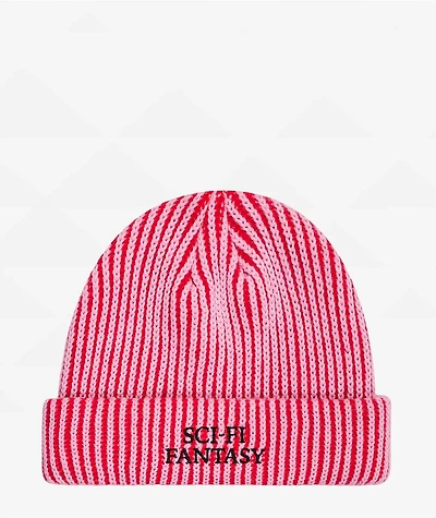 Sci-Fi Fantasy Logo Pink & Dark Red Beanie