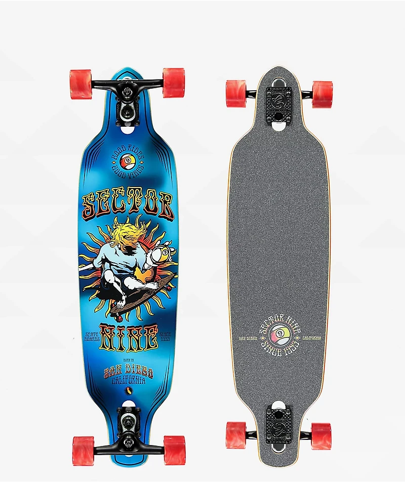 Sector 9 9er Mini Fractal Blue 34" Drop Through Longboard Complete