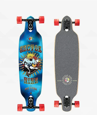 Sector 9 9er Mini Fractal Blue 34" Drop Through Longboard Complete