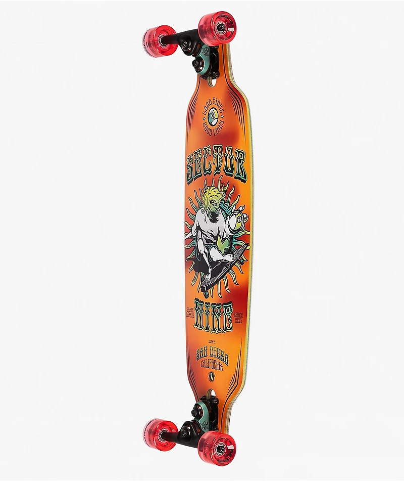 Sector 9 9er Mini Fractal Orange 34" Drop Through Longboard Complete
