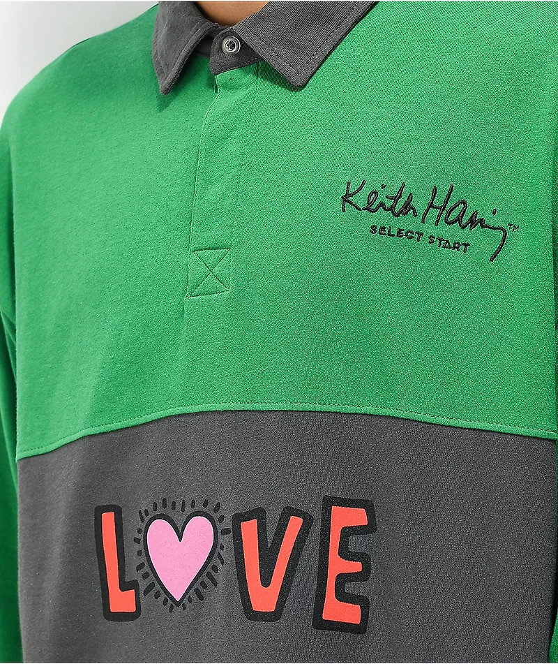 Select Start x Keith Haring Love Green Rugby Shirt