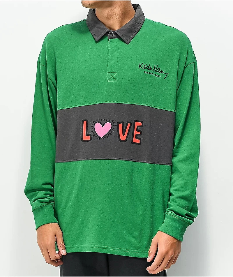 Select Start x Keith Haring Love Green Rugby Shirt
