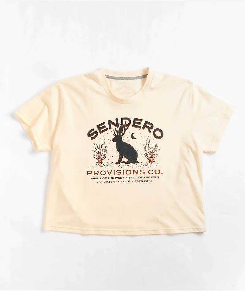Sendero Jackalope Cream Crop T-Shirt