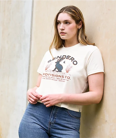 Sendero Jackalope Cream Crop T-Shirt