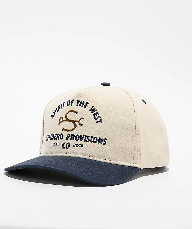 Sendero S Bar Cream & Blue Snapback Hat