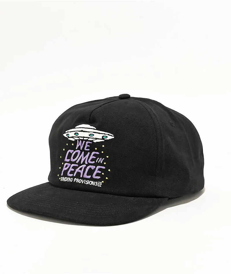 Sendero We Come Peace Black Snapback Hat