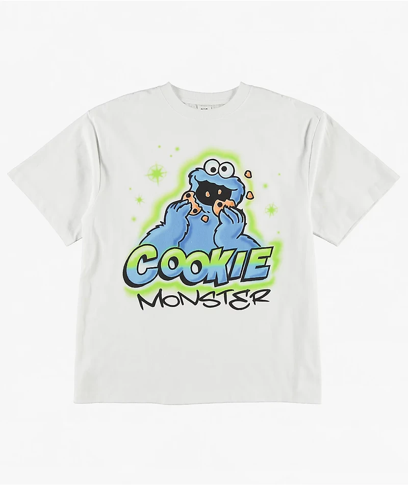 Sesame Street Cookie Monster Airbrush White T-Shirt