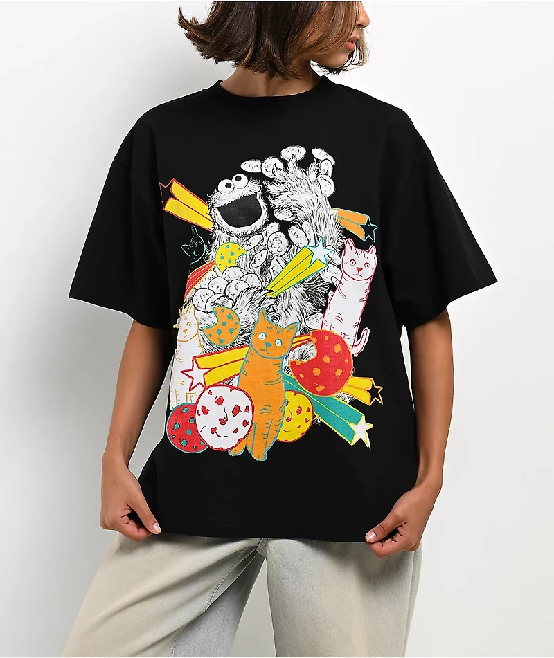 Sesame Street Cookie Monster Hyper Real Black T-Shirt