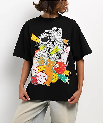 Sesame Street Cookie Monster Hyper Real Black T-Shirt