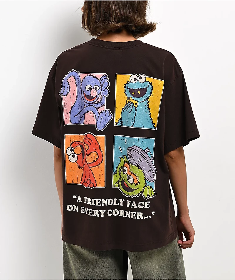 Sesame Street Friendly Face Brown T-Shirt