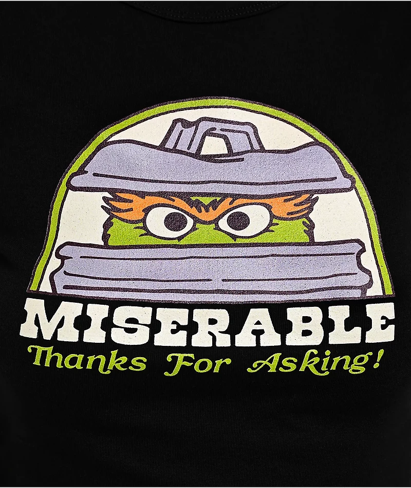 Sesame Street Miserable Black Crop T-Shirt