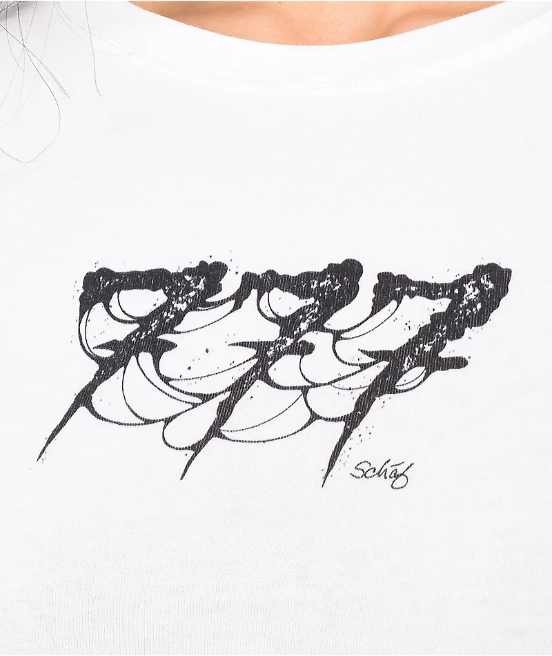 Shaf Make Your Own Luck White Crop T-Shirt