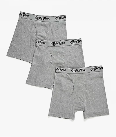 Shaka Wear 3 Pack Grey Boxer Briefs
