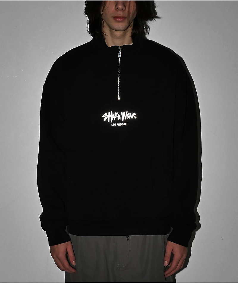 Shaka Wear 3M Logo Black Quarter Zip Sweatshirt