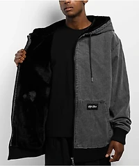 Shaka Wear Aged Canvas Fur Black Wash Work Jacket