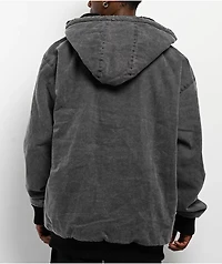 Shaka Wear Aged Canvas Fur Black Wash Work Jacket