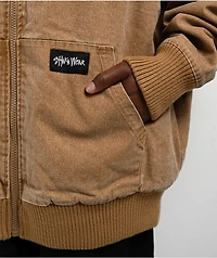 Shaka Wear Aged Canvas Fur Brown Wash Work Jacket