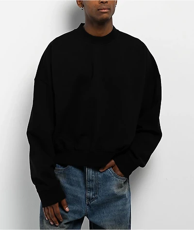 Shaka Wear Black Crop Crewneck Sweatshirt
