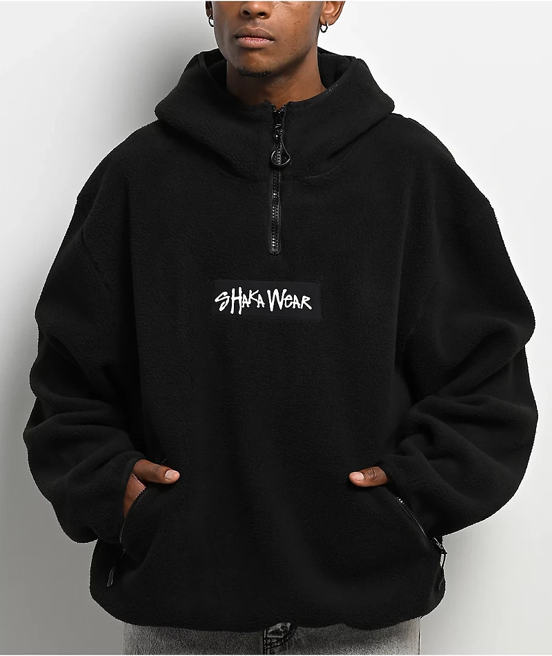 Shaka Wear Black Sherpa Quarter Zip Hoodie